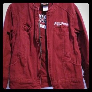 2 Girls Harley Davidson Burgundy Jean Jackets